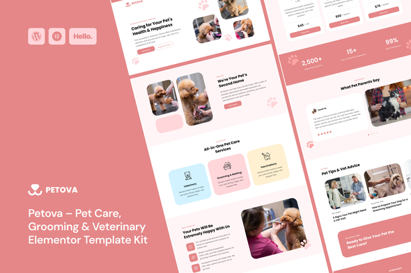 Petova – Pet Care Grooming & Veterinary Elementor Template Kit Petova – Pet Care Grooming & Veterinary Elementor Template Kit