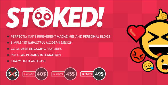 Stoked! - Irreverent Viral Magazine and Personal Blog WordPress Theme Stoked! - Irreverent Viral Magazine and Personal Blog WordPress Theme