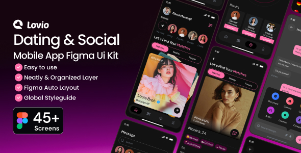 Lovio-Dating & Social Mobile App Figma Ui Kit Lovio-Dating & Social Mobile App Figma Ui Kit