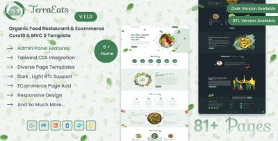 TerraEats - Organic Food Restaurant & Ecommerce Core10 & MVC 5 Template