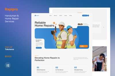 Rapipro - Handyman & Home Repair Service Website Elementor Template Kits