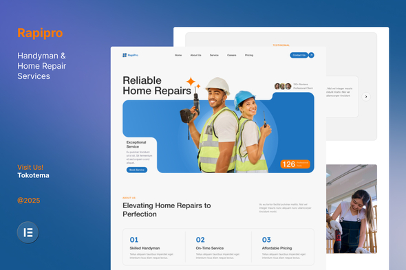 Rapipro - Handyman & Home Repair Service Website Elementor Template Kits Rapipro - Handyman & Home Repair Service Website Elementor Template Kits