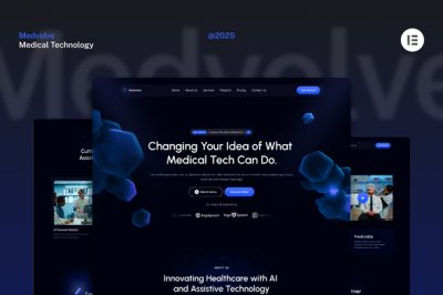 Medvolve - Dark Medical Assistive Technology Website Elementor Template Kits