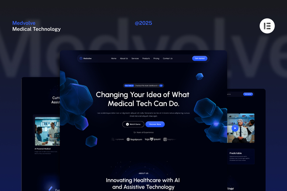 Medvolve - Dark Medical Assistive Technology Website Elementor Template Kits Medvolve - Dark Medical Assistive Technology Website Elementor Template Kits