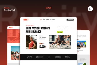 Runity - Running Club Marathon & Sport Event Website Elementor Kit
