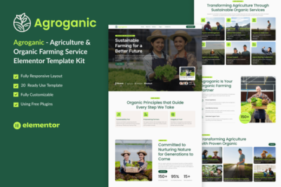 Agroganic - Agriculture & Organic Farming Service Elementor Template Kit