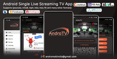 AndroTV - Android Single TV App (Live Streaming) with Admin Panel