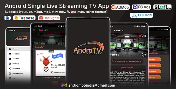 AndroTV - Android Single TV App (Live Streaming) with Admin Panel AndroTV - Android Single TV App (Live Streaming) with Admin Panel