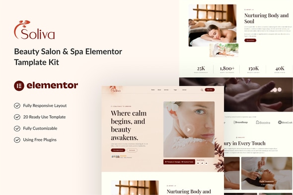 Soliva - Beauty Salon & Spa Elementor Tamplate Kit Soliva - Beauty Salon & Spa Elementor Tamplate Kit
