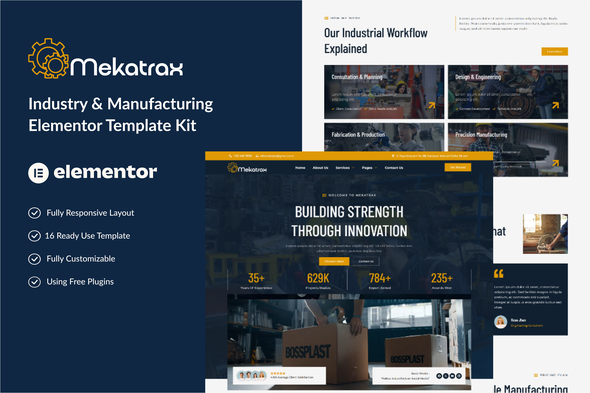 Mekatrax - Industry & Manufacturing Elementor Template Kit Mekatrax - Industry & Manufacturing Elementor Template Kit