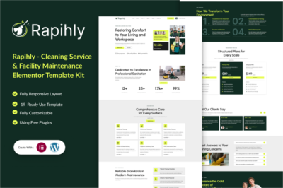 Rapihly - Cleaning Service & Facility Maintenance Elementor Template Kit
