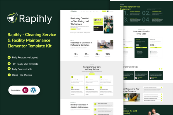 Rapihly - Cleaning Service & Facility Maintenance Elementor Template Kit Rapihly - Cleaning Service & Facility Maintenance Elementor Template Kit