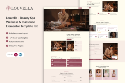 Louvella - Beauty Spa  Wellness & masseuse Elementor Template Kit