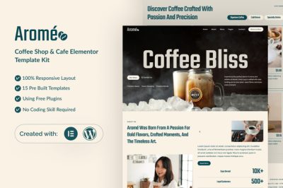 Arome - Coffee Shop & Cafe Elementor Template Kit