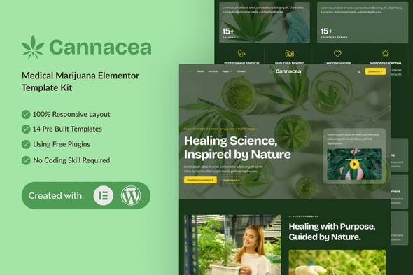 Cannacea - Medical Marijuana Elementor Template Kit Cannacea - Medical Marijuana Elementor Template Kit