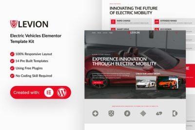 Levion - Electric Vehicle Elementor Template Kit