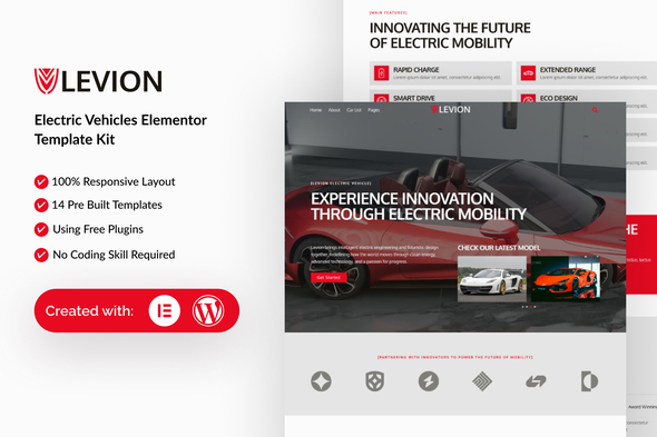 Levion - Electric Vehicle Elementor Template Kit Levion - Electric Vehicle Elementor Template Kit
