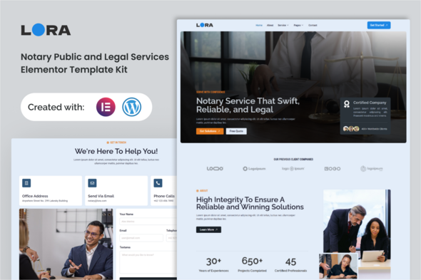 Lora - Notary Public & Legal Services Elementor Template Kit Lora - Notary Public & Legal Services Elementor Template Kit