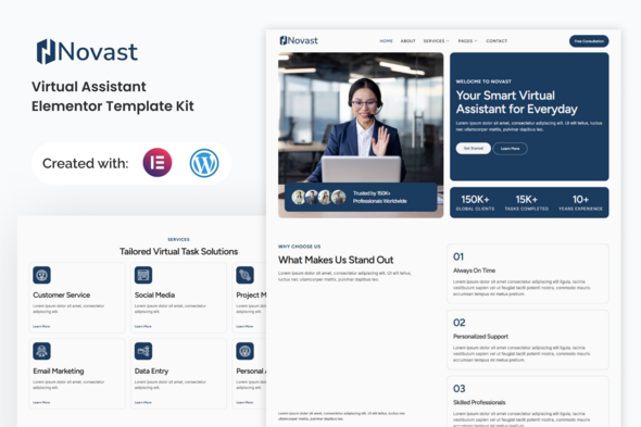 Novast - Virtual Assistant Elementor Template Kit Novast - Virtual Assistant Elementor Template Kit