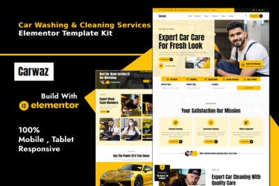 Carwaz - Car Washing & Cleaning Services Elementor Template Kit