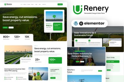 Renery - Renewable Energy & Solar Panel Elementor Template Kit
