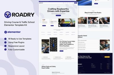 Roadry - Driving Course & Traffic School Elementor Template Kit