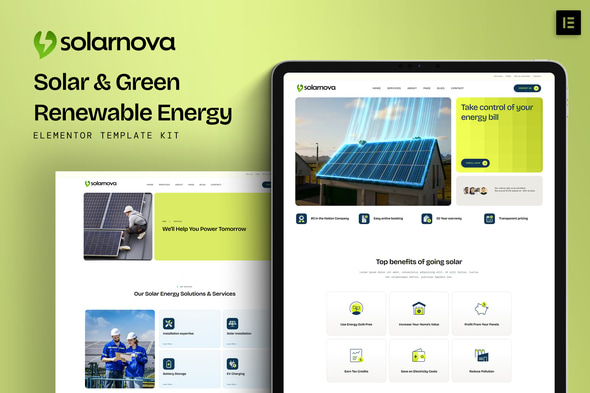 Solarnova - Solar & Green Renewable Energy Elementor Template Kit Solarnova - Solar & Green Renewable Energy Elementor Template Kit