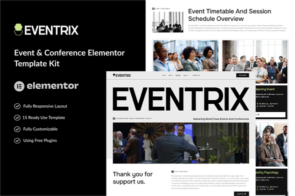 Eventrix - Event & Conference Elementor Template Kit Eventrix - Event & Conference Elementor Template Kit