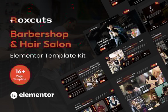 Roxcuts - Barbershop & Hair Salon Elementor Template Kit Roxcuts - Barbershop & Hair Salon Elementor Template Kit