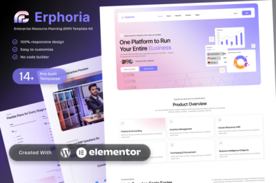 Erphoria - Enterprise Resource Planning ERP SaaS Platform Elementor Template Kit