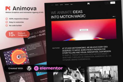 Animova – Motion Graphics and Animation Agency Elementor Template Kit