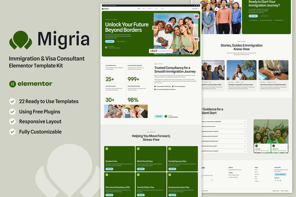 Migria - Immigration & Visa Consultant Elementor Template Kit Migria - Immigration & Visa Consultant Elementor Template Kit