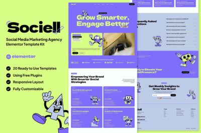 Sociell - Social Media Marketing Agency Elementor Template Kit