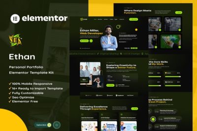 Ethan - Personal Portfolio Elementor Template Kit