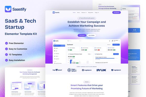 Saastify - SaaS & Tech Startup Elementor Template Kit Saastify - SaaS & Tech Startup Elementor Template Kit