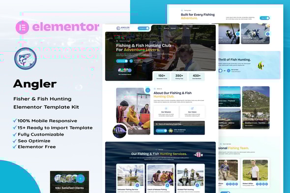 Angler - Fishing & Fish Hunting Elementor Template Kit Angler - Fishing & Fish Hunting Elementor Template Kit