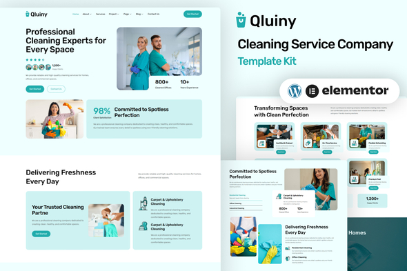 Qluiny - Cleaning Service Company Elementor Template Kit Qluiny - Cleaning Service Company Elementor Template Kit