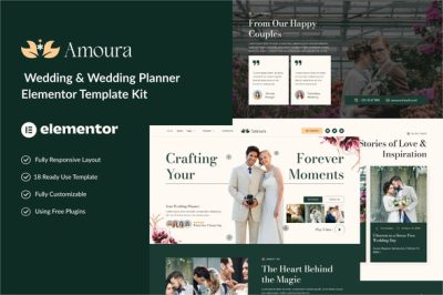 Amoura -  Wedding & Wedding Planner Elementor Template Kit