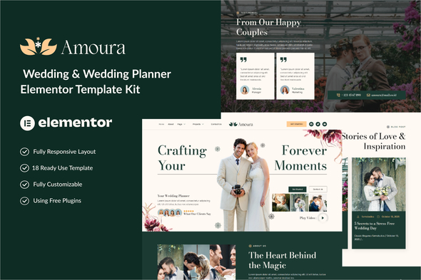 Amoura - Wedding & Wedding Planner Elementor Template Kit Amoura - Wedding & Wedding Planner Elementor Template Kit