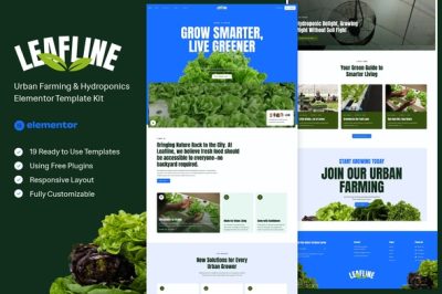 Leafline - Urban Farming & Hydroponics Elementor Template Kit