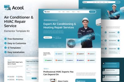 Acool – Air Conditioner & HVAC Repair Service Elementor Template Kit