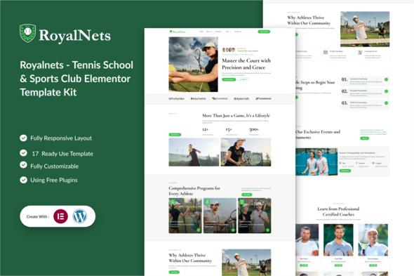 Royalnets - Tennis School & Sports Club Elementor Template Kit Royalnets - Tennis School & Sports Club Elementor Template Kit