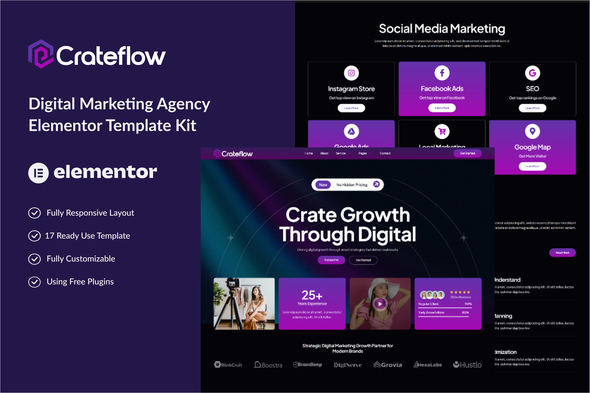 Crateflow - Digital Marketing Agency Elementor Template Kit Crateflow - Digital Marketing Agency Elementor Template Kit