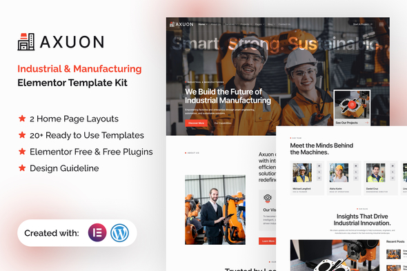 Axuon - Industrial & Manufacturing Elementor Template Kit Axuon - Industrial & Manufacturing Elementor Template Kit