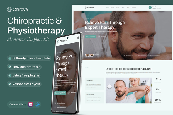 Chirova - Chiropractic & Physiotherapy Elementor Template Kit Chirova - Chiropractic & Physiotherapy Elementor Template Kit