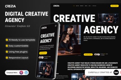 Crezia - Digital Creative Agency Elementor Template Kit