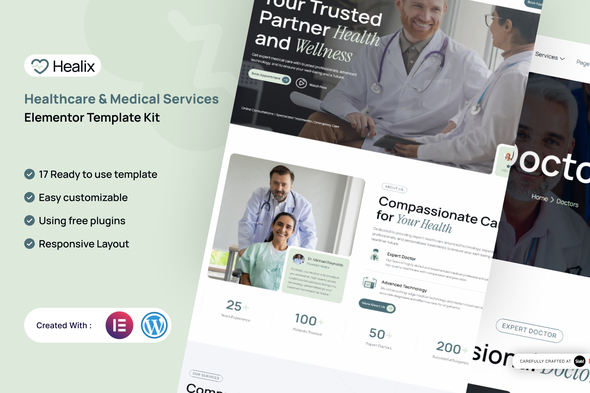 Healix - Healthcare & Medical Services Elementor Template Kit Healix - Healthcare & Medical Services Elementor Template Kit