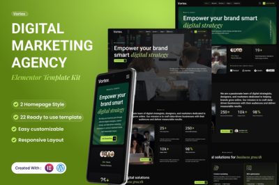 Vortex - Digital Marketing Agency Elementor Template Kit