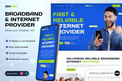 Zentrix - Broadband & Internet Provider Elementor Template Kit