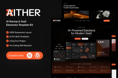 Aither - AI Startup & SaaS Elementor Template Kit